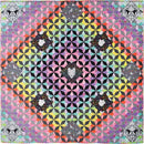 Dream Star Galaxy Colorful geometric patterned fabric with a wolf design in the center.