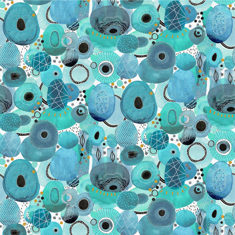 Ebb & Flow 54026DM-4 Turquoise Genesis by Kate R. Leachs for Windham Fabrics