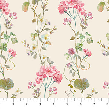 Elegance 90903-12 Floral Stripe Cream by Clara McAllister for FIGO Fabrics