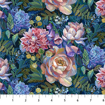 Elegance DP90902-45 Floral Navy Multi by Clara McAllister for FIGO Fabrics