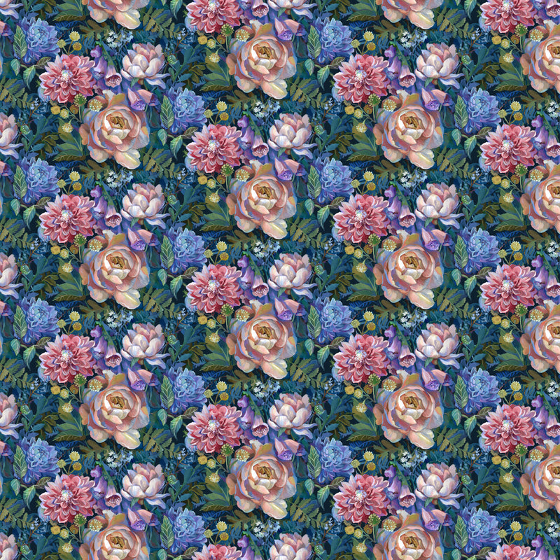 Elegance DP90902-45 Floral Navy Multi by Clara McAllister for FIGO Fabrics