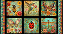 Enchanted Canopy Panel 4613B-67 Teal Nature Blocks by JK Stewart for Blank Quilting Corp.