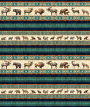 Enchanted Forest 30465-N Navy Animal Stripe by Morris Creative Group for QT Fabrics