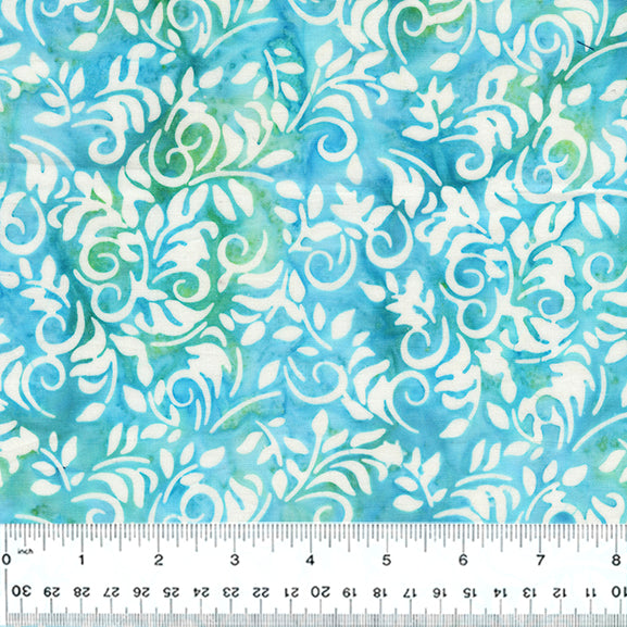 Fantasia Batik 3446Q-X Robin Egg Vines by Jacqueline de Jonge for Anthology Fabrics