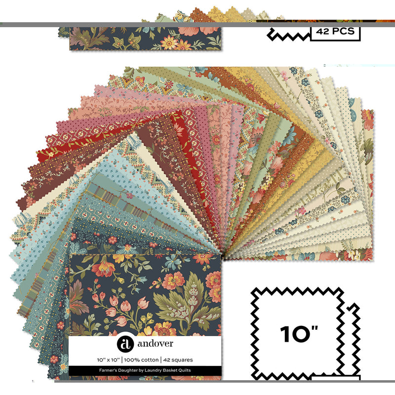Farmer's Daughter 10 Inch Square 3S-FARMERS-X by Edyta Sitar for Andover Fabrics