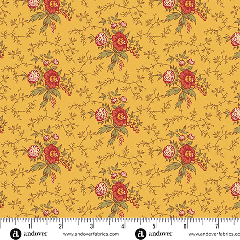 Farmer's Daughter A-10090-Y Bramble Spanish Moss by Edyta Sitar for Andover Fabrics