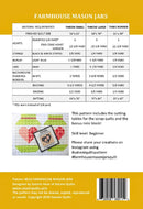 Pattern sheet for Farmhouse Mason Jars quilt with material requirements and design details.
