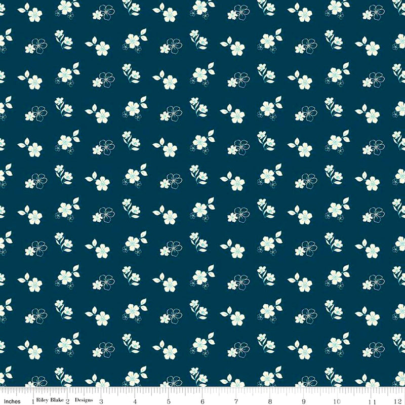 Feed My Soul C14553-NAVY Tossed Floral by Sandy Gervais for Riley Blake Designs