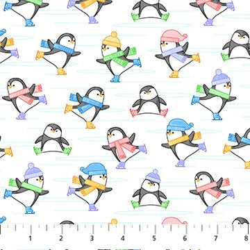 Feelin' Frosty Flannel F10298-10 Icy Skating Penguins by Patrick Lose Fabrics