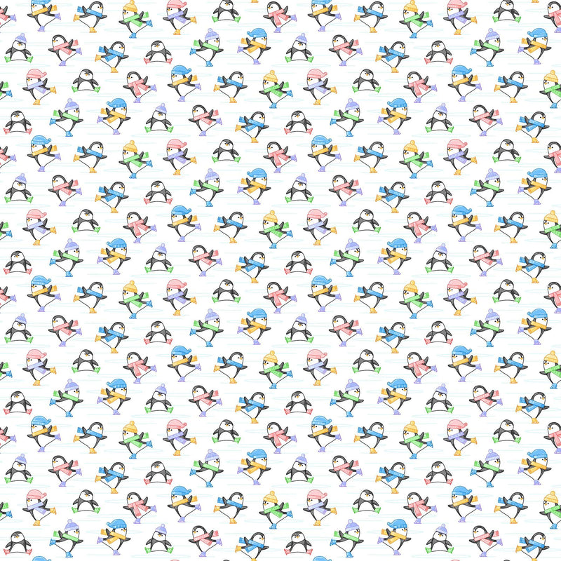 Feelin' Frosty Flannel F10298-10 Icy Skating Penguins by Patrick Lose Fabrics