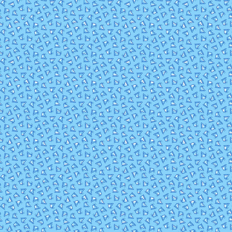 Feelin' Frosty Flannel F10304-43 Blue Tossed Skates by Patrick Lose Fabrics