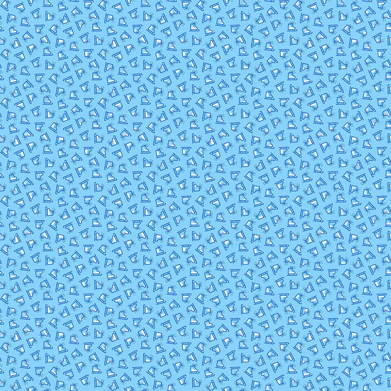 Feelin' Frosty Flannel F10304-43 Blue Tossed Skates by Patrick Lose Fabrics