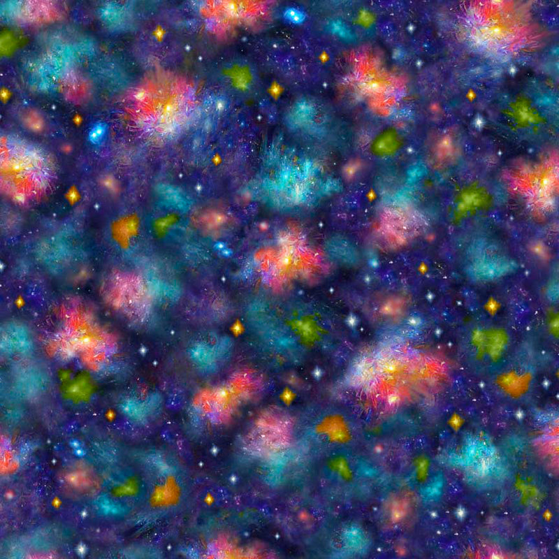 Fleur Etoile 30121-W Midnight Cosmic Burst by Tanya Mavric for QT Fabrics