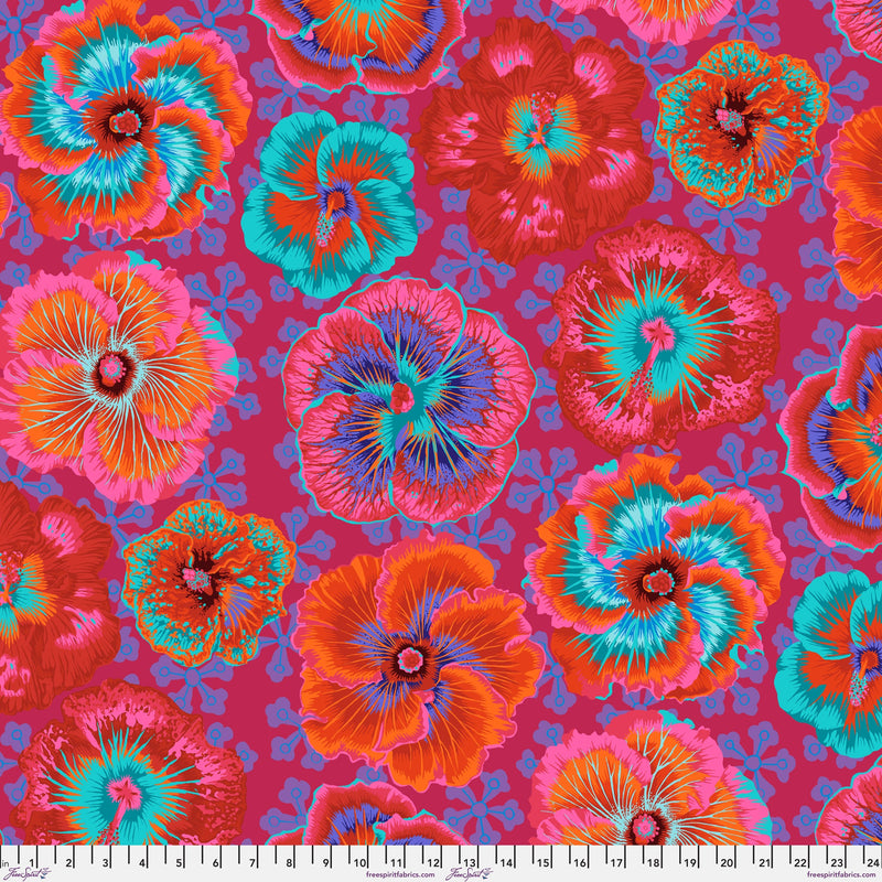 Floating Hibiscus PWPJ122.RED by Philip Jacobs for the Kaffe Fassett Collective for Free Spirit