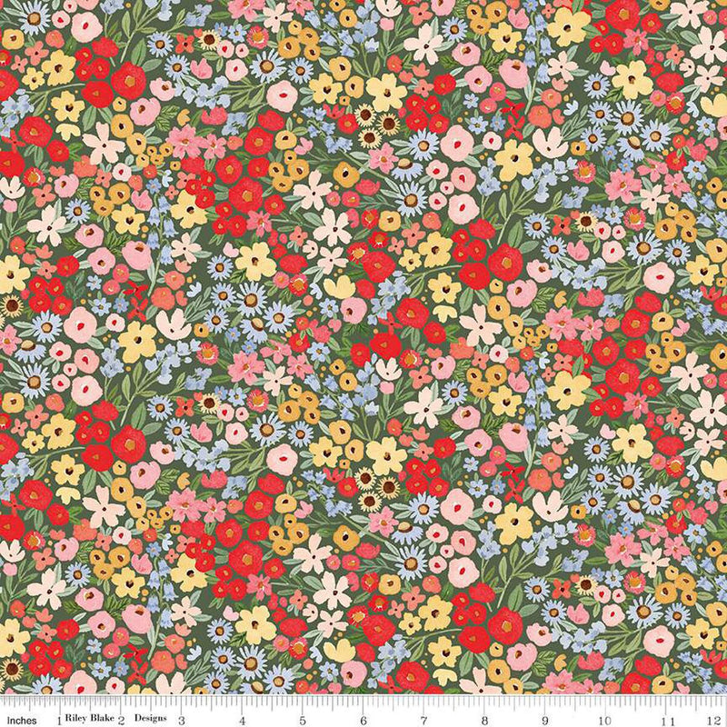 Floral Charms C15762-HUNTER Happy Ditsy Floral by Kelsey Carlson for Riley Blake Designs