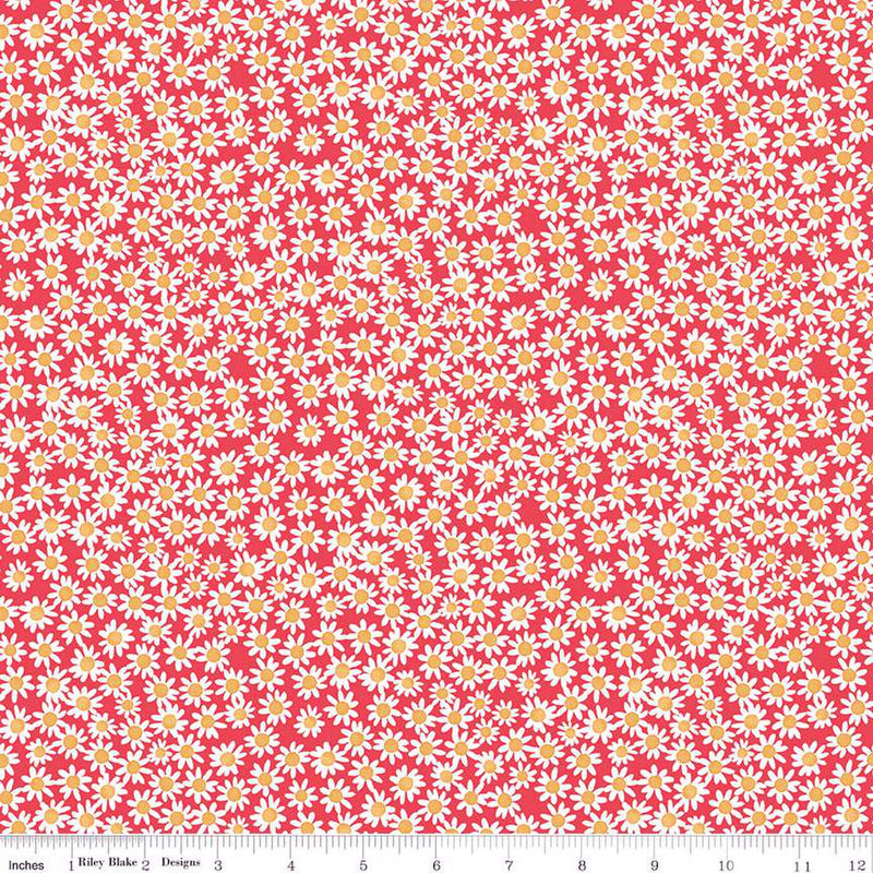 Floral Charms C15764-RASPBERRY Daisies by Kelsey Carlson for Riley Blake Designs