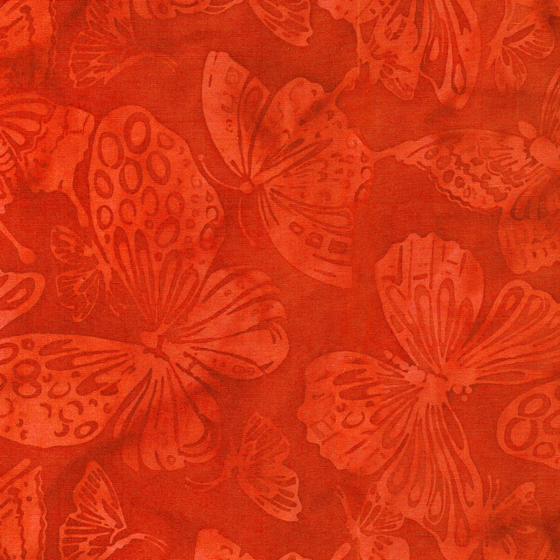 Flutter Wings Batik 122356350 Large Butterflies Red Paprika by Island Batik