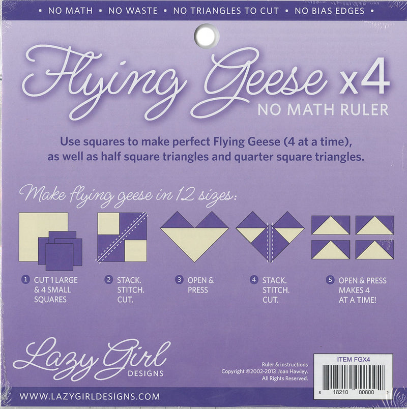 Flying Geese X 4 No Math Ruler 8 1/4in sq (By Special Order: Read description for full details)
