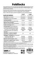 Instructions for making a fabric bag with Foldilocks, including measurements and materials needed.