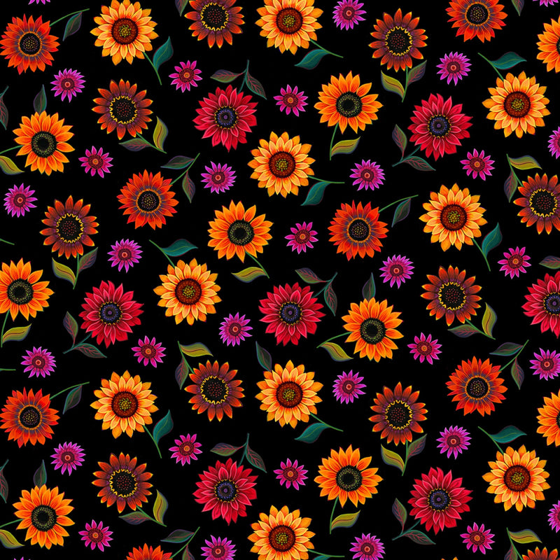 For the Love of Sunflowers 42002-BLACK by Peggy Davis for Elizabeth's Studio