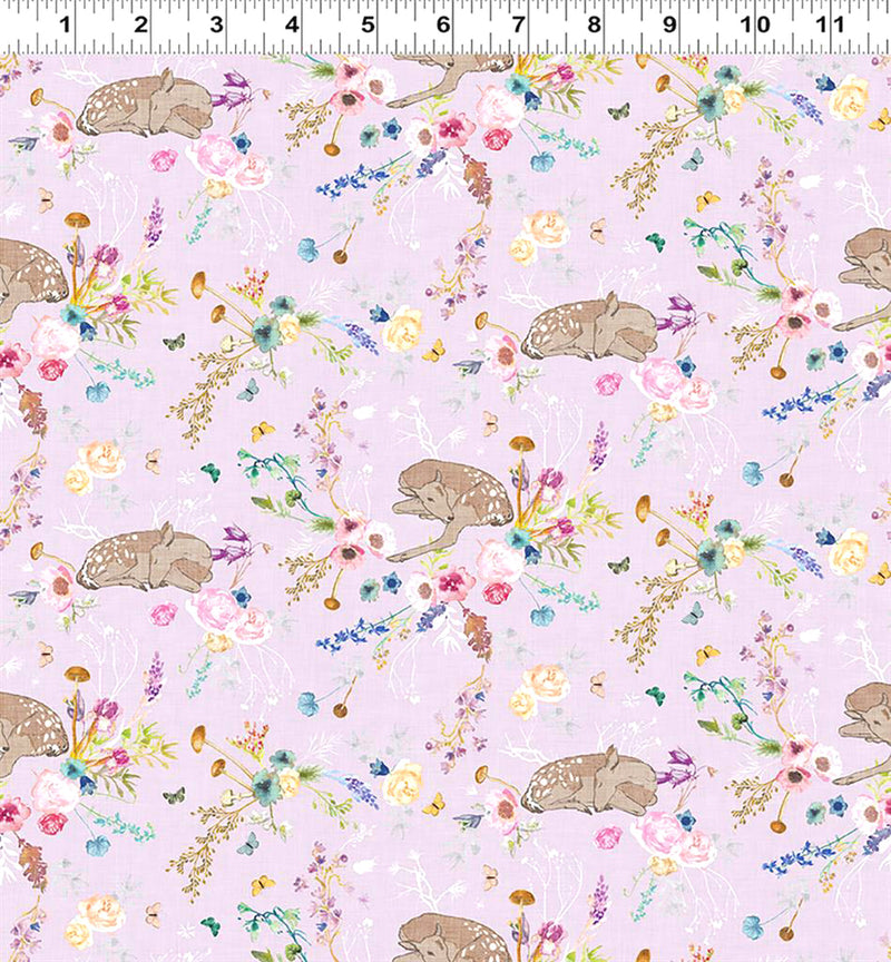 Forest Glade Y3155-121 Orchid Digital Fawns by Esther Fallon Lau for Clothworks