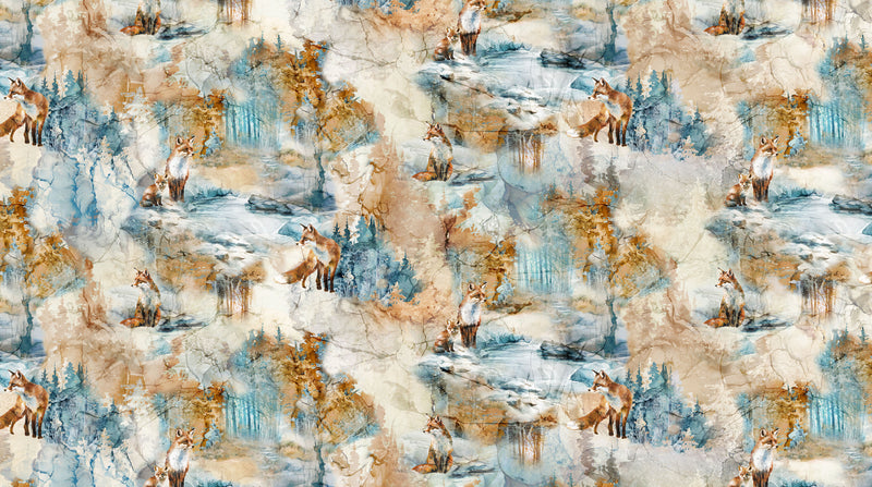 Fox Den DP28333-14 Beige Multi by Deborah Edwards and Melanie Samra for Northcott.