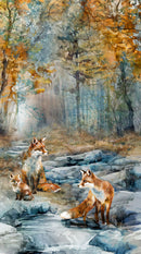 Fox Den Panel DP28330-44 Blue Multi Panel by Deborah Edwards and Melanie Samra for Northcott.