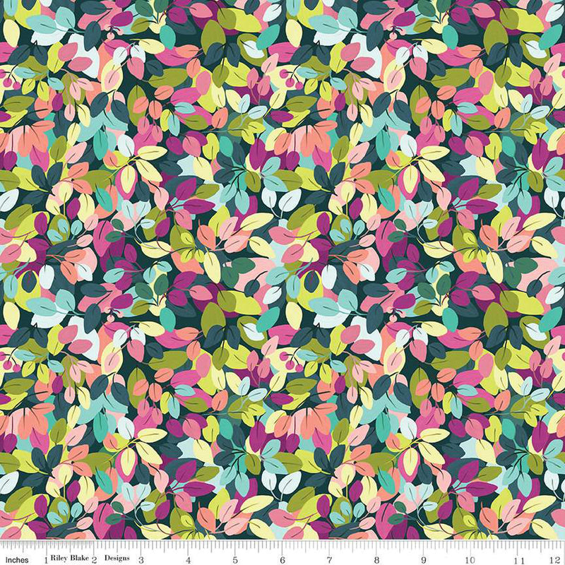 Fragrant Fields C15224-DKFOREST Leaves by Lila Tueller for Riley Blake Designs