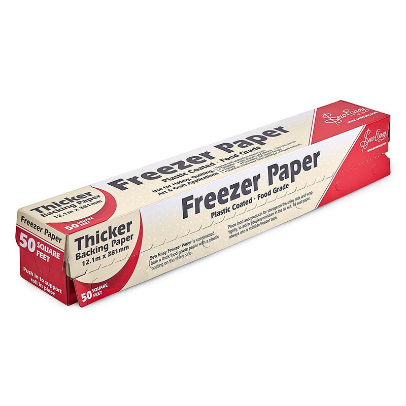Box of freezer paper with red and white design on a white background