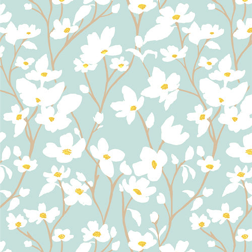 Fresh Linen Flannel F32306a Dogwood Skylight by Katie O'Shea for Art Gallery Fabrics