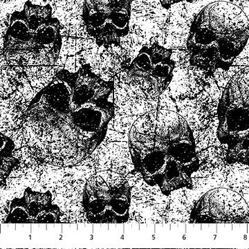 Frightful 10321-10 White Scattered Skulls by Patrick Lose Fabrics