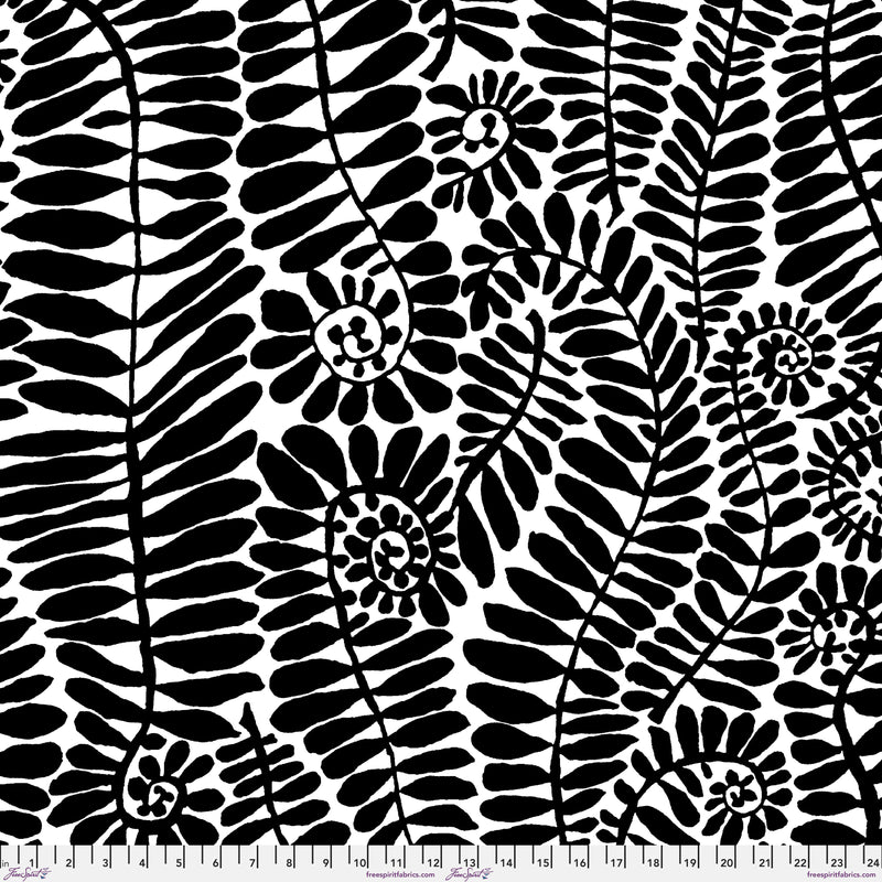 Fronds 108" Cotton Sateen QBBM005.BLACK by Brandon Mably for FreeSpirit