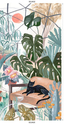 Fronds and Felines Panel PSTELLA-DRR2101 MULTI Cat Panel by Rae Ritchie for Dear Stella