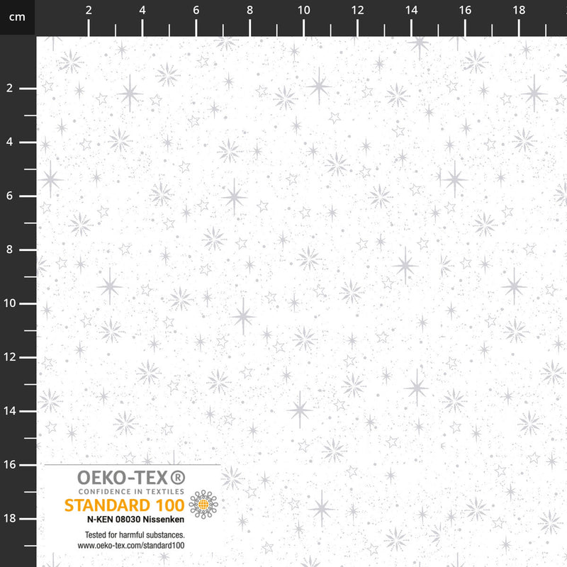 Frosty Snowflake 4590-101 White/Silver Tiny Stars by Stof Fabrics