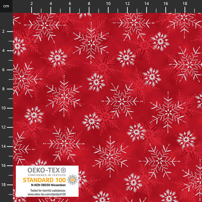 Frosty Snowflake 4590-416 Red/Silver Medium Snowflakes by Stof Fabrics