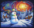 Frostykins Panel 4275P-75 Blue Snowman with Village Panel by Ray Heere for Blank Quilting Corp.