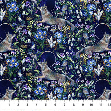 Full Moon 90806-49 Navy Wolves by Clara McAllister for FIGO Fabrics