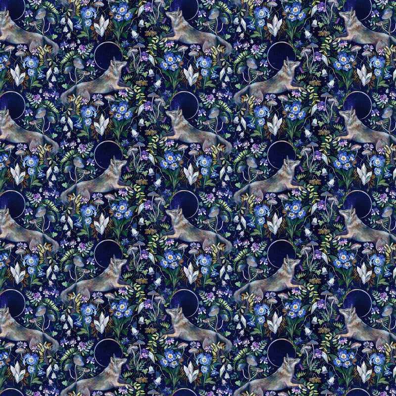 Full Moon 90806-49 Navy Wolves by Clara McAllister for FIGO Fabrics