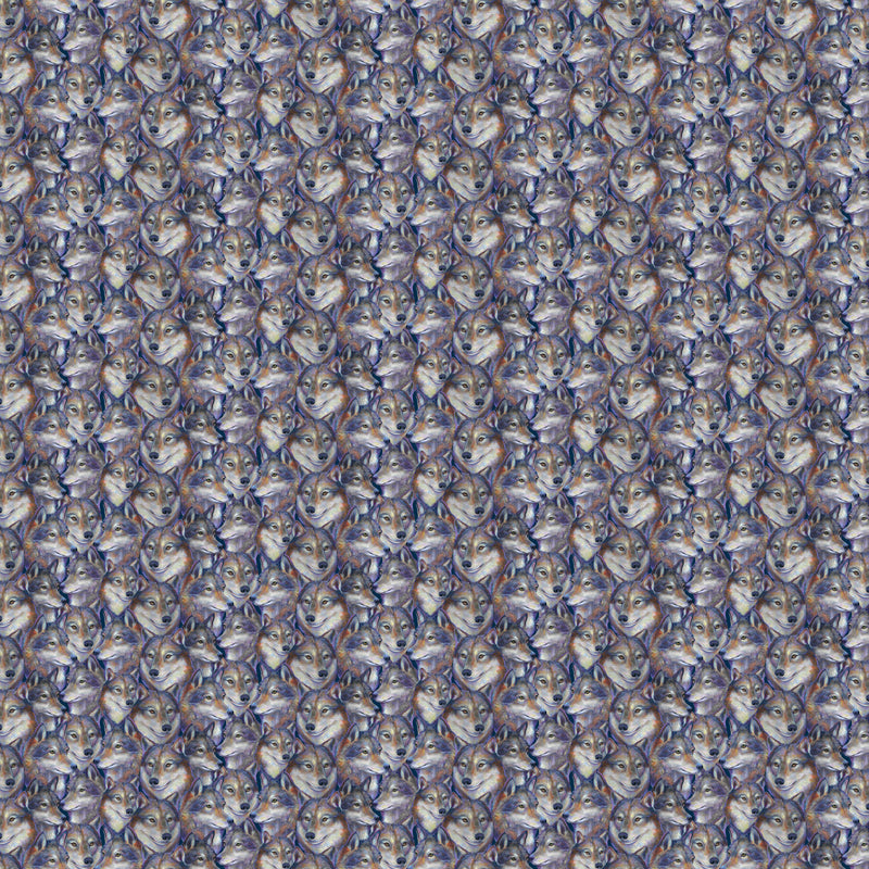 Full Moon 90807-49 Navy Wolf Head by Clara McAllister for FIGO Fabrics