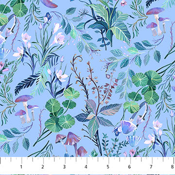 Full Moon 90810-40 Blue Leaves by Clara McAllister for FIGO Fabrics