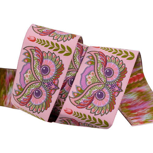 Tula Pink Full Moon Forest II Hoottie Patootie Honey 51mm (2") Wide Ribbon TK-126/51mm Col 01 by Renaissance Ribbons.
