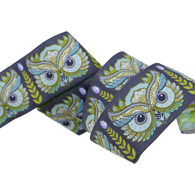 Tula Pink Full Moon Forest II Hoottie Patootie Starlight 51mm (2") Wide Ribbon TK-126/51mm Col 02 by Renaissance Ribbons.