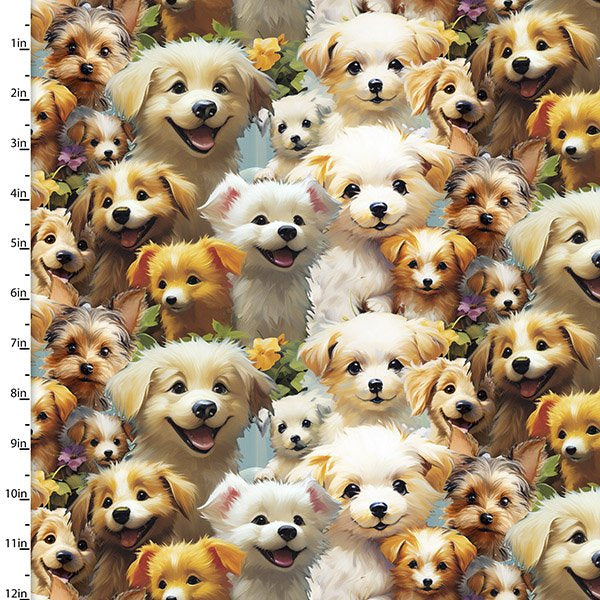 Fur-Ever Friends 22970-MLT-CTN-D Playful Pups by Momart for 3 Wishes Fabric