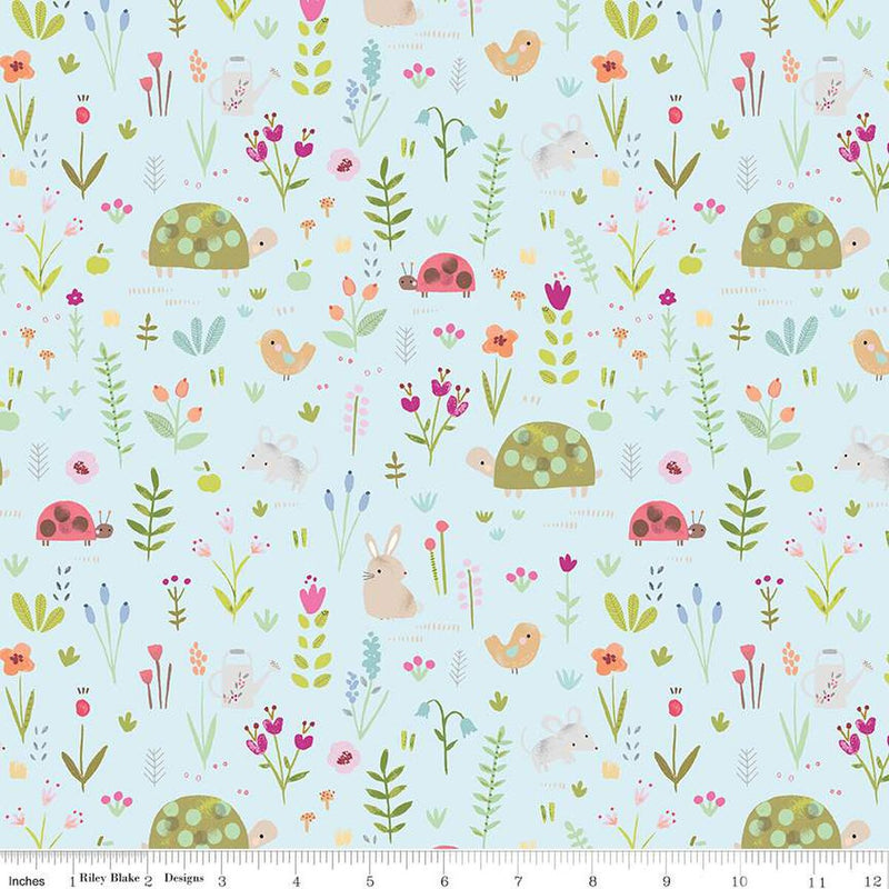 Garden Animals Flannel F16025-SKY RBD Designers for Riley Blake Designs.