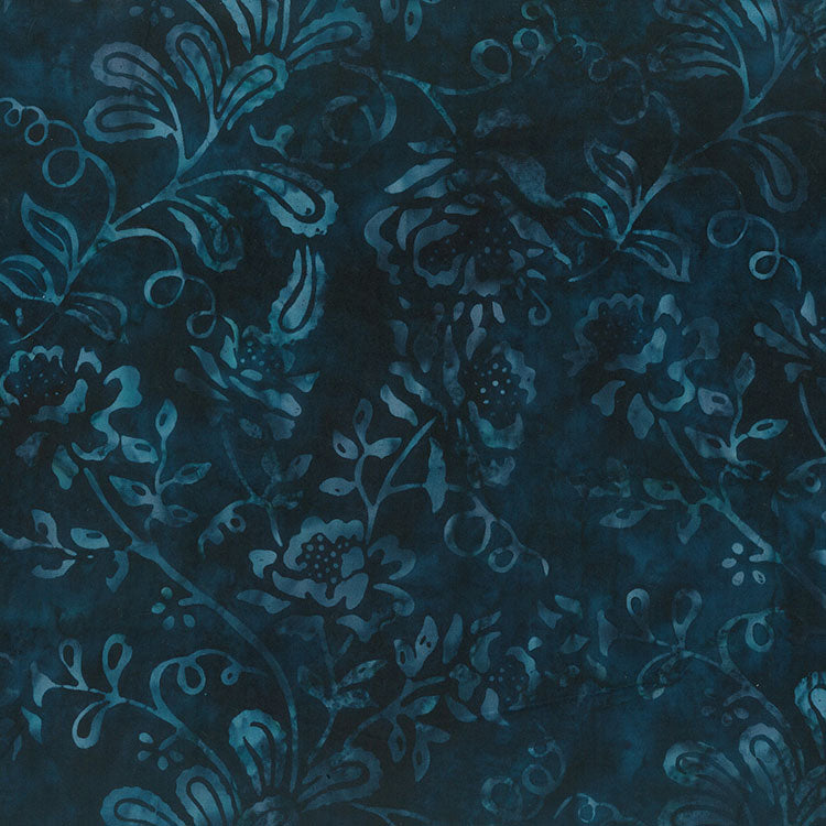 Garden Spirit Batik 83180-49 Midnight Floral Spray by Banyan Batiks by Northcott