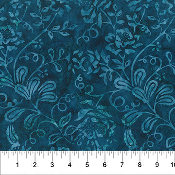 Garden Spirit Batik 83180-64 Dark Teal Floral Spray by Banyan Batiks by Northcott