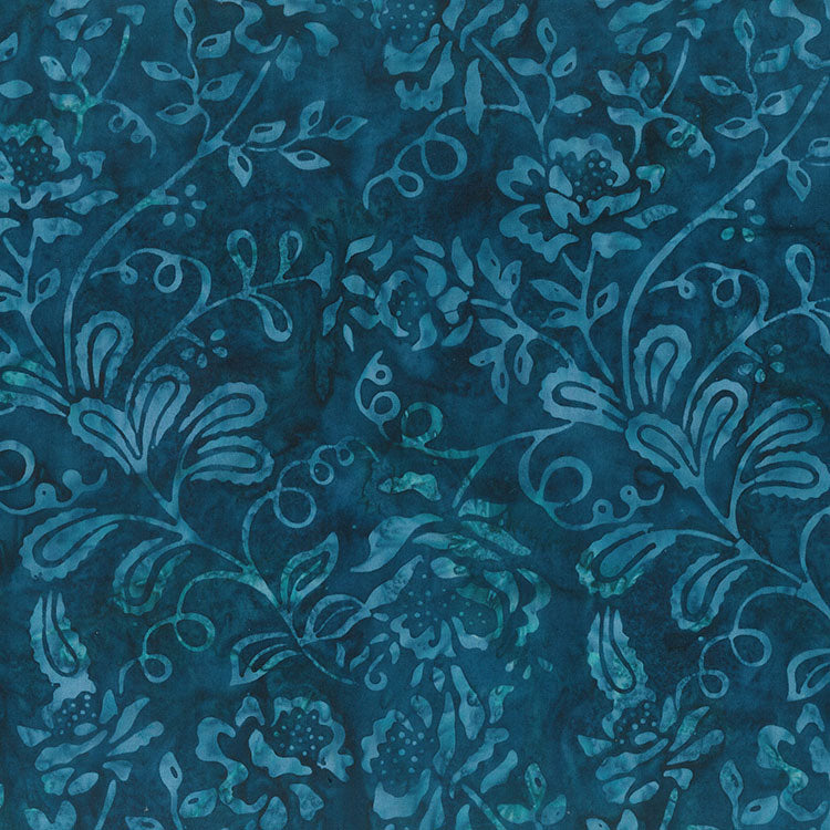 Garden Spirit Batik 83180-64 Dark Teal Floral Spray by Banyan Batiks by Northcott