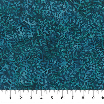 Garden Spirit Batik 83182-64 Dark Teal Leafy Vine by Banyan Batiks by Northcott