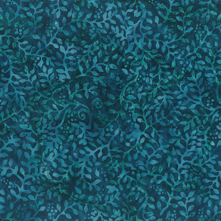 Garden Spirit Batik 83182-64 Dark Teal Leafy Vine by Banyan Batiks by Northcott