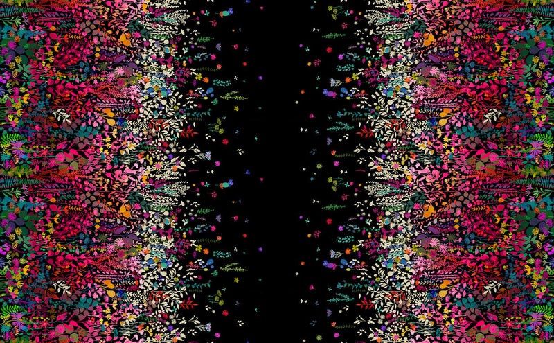 Gardenia 53762D-1 Black Blossom Double Border by Sally Kelly for Windham Fabrics
